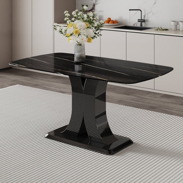 English Elm Only Table Leg Set Matte Black Pedestal Base Industrial Modern Dining Room Support W1151P196790