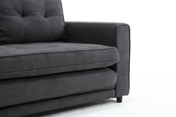 English Elm 3 Fold Sofa Convertible Futon Couch Sleeper Sofa Bed - Space-Saving Pull-Out Loveseat, Velvet-Linen Mix Upholstery, Dark Gray Beige Light Gray (47.75x29.25x9) W1628118503