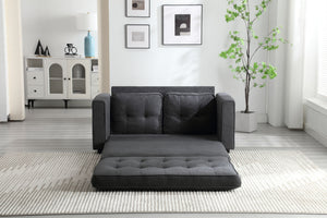 English Elm 3 Fold Sofa Convertible Futon Couch Sleeper Sofa Bed - Space-Saving Pull-Out Loveseat, Velvet-Linen Mix Upholstery, Dark Gray Beige Light Gray (47.75x29.25x9) W1628118503