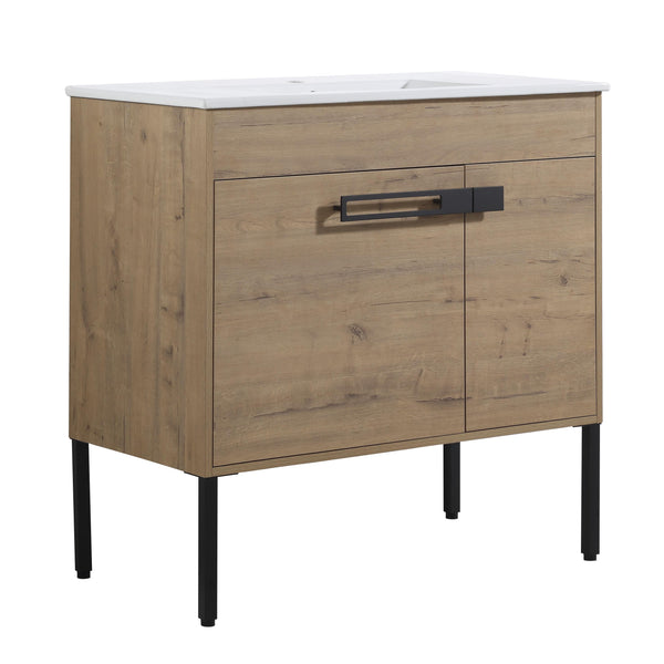 English Elm 36 Inch Bathroom Vanity With Sink - Versatile Freestanding Or Floating Design For Modern Spaces W999S00109