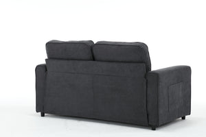 English Elm 3 Fold Sofa Convertible Futon Couch Sleeper Sofa Bed - Space-Saving Pull-Out Loveseat, Velvet-Linen Mix Upholstery, Dark Gray Beige Light Gray (47.75x29.25x9) W1628118503