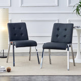 Grid High Back Dining Chairs, 2-Pack with Metal Legs, Comfortable Design