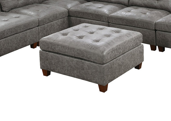 English Elm Living Tufted Cocktail Ottoman Antique Grey Leatherette Plush Tufting Wooden Legs Executive Flair Grey 37 L x 37 W x 15 H B011127813
