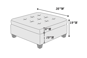 English Elm Living Tufted Cocktail Ottoman Antique Grey Leatherette Plush Tufting Wooden Legs Executive Flair Grey 37 L x 37 W x 15 H B011127813