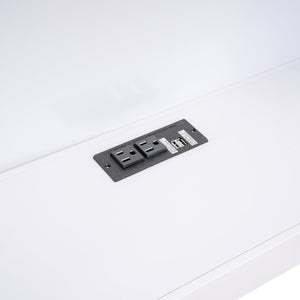 English Elm Twin Size Daybed with Trundle, Built-In Storage Cabinets, Curved Details and Dual USB Ports for Small Spaces White GX000353AAK