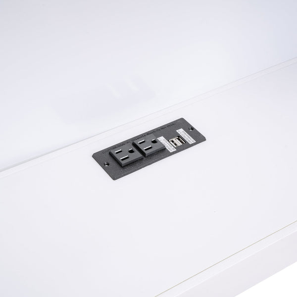 English Elm Twin Size Daybed with Trundle, Built-In Storage Cabinets, Curved Details and Dual USB Ports for Small Spaces White GX000353AAK