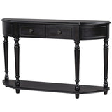 Hearth and Haven Trexm Retro Circular Curved Design Console Table with Open Style Shelf Solid Wooden Frame and Legs Two Top Drawers (Espresso, Old Sku: Wf298768Aab) WF309776AAB