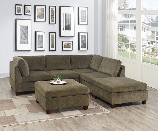 English Elm Contemporary Tan Armless Chair Chenille Modular Sectional Piece Foam Back Upholstered 30x37x35" B011127809