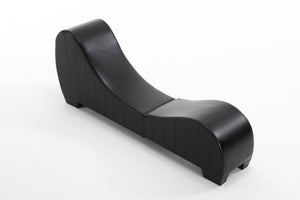English Elm Factory Yoga Chaise Lounge for Stretching & Relaxation — Modern Faux Leather Curved Sofa Accent Piece Black W1628120406