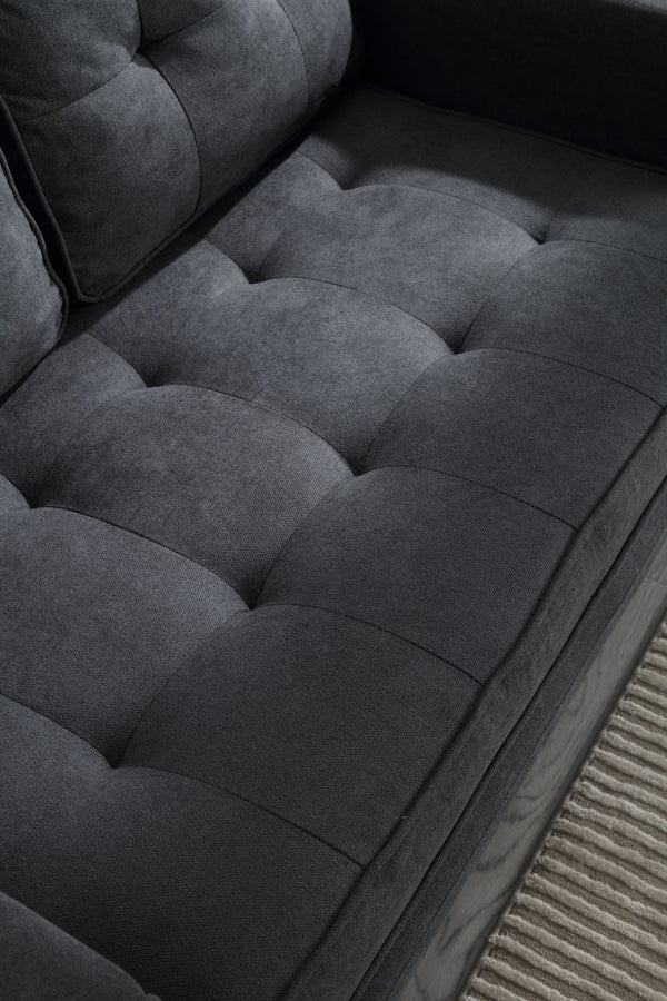 English Elm 3 Fold Sofa Convertible Futon Couch Sleeper Sofa Bed - Space-Saving Pull-Out Loveseat, Velvet-Linen Mix Upholstery, Dark Gray Beige Light Gray (47.75x29.25x9) W1628118503