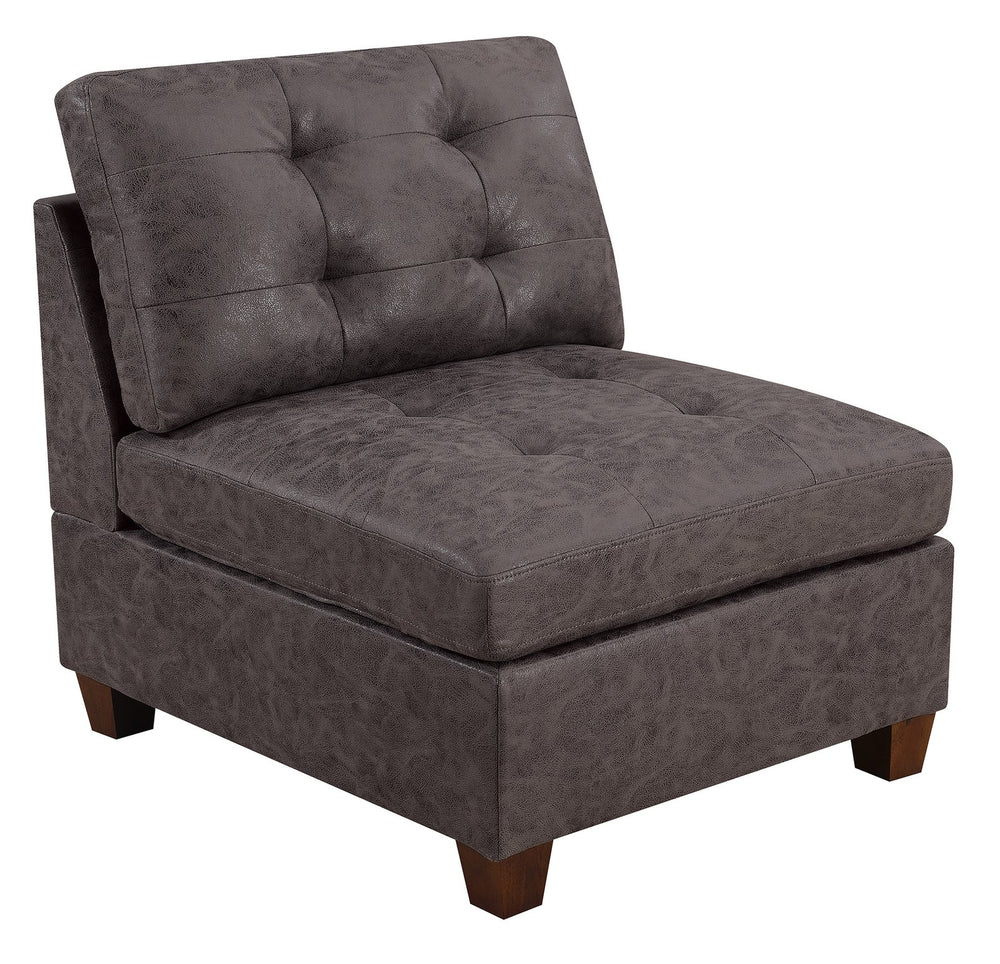 English Elm Living Tufted Cocktail Ottoman Antique Grey Leatherette Plush Tufting Wooden Legs Executive Flair Dark Brown 31 L x 37 W x 15 H B011127815