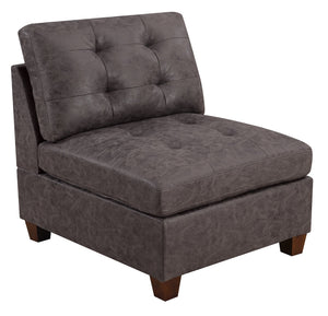 English Elm Living Tufted Cocktail Ottoman Antique Grey Leatherette Plush Tufting Wooden Legs Executive Flair Dark Brown 31 L x 37 W x 15 H B011127815