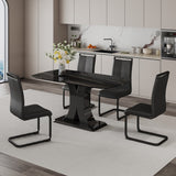 Hearth and Haven A Modern Minimalist Dining Table with Four Chairs. Black Imitation Marble Desktop with Mdf Legs.4 Dining Chairs with Black Leatherette Backrest Cushions and Black Metal Legs.Table Size 63 "x 35.4" x 30" W1151S00472