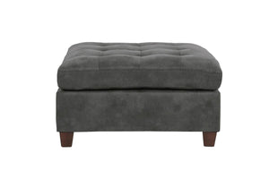 English Elm Living Tufted Cocktail Ottoman Antique Grey Leatherette Plush Tufting Wooden Legs Executive Flair Grey 37 L x 37 W x 15 H B011127813