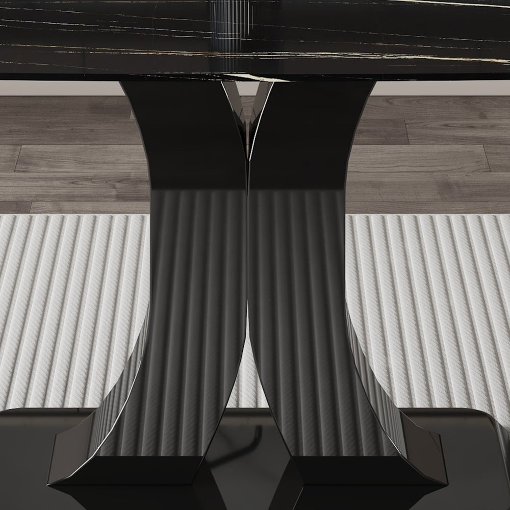 English Elm Only Table Leg Set Matte Black Pedestal Base Industrial Modern Dining Room Support W1151P196790