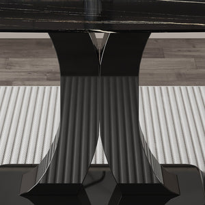 English Elm Only Table Leg Set Matte Black Pedestal Base Industrial Modern Dining Room Support W1151P196790