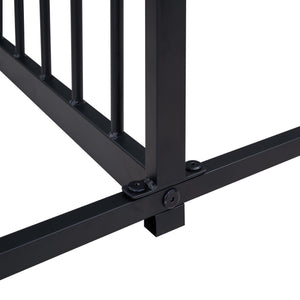 English Elm Metal Twin House Platform Bed with Guardrails and Playful Roof Window Design for Families Black MF307505AAB