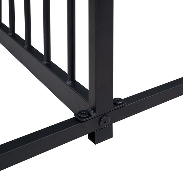 English Elm Metal Twin House Platform Bed with Guardrails and Playful Roof Window Design for Families Black MF307505AAB