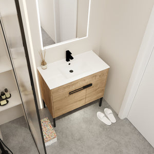 English Elm 36 Inch Bathroom Vanity With Sink - Versatile Freestanding Or Floating Design For Modern Spaces W999S00109