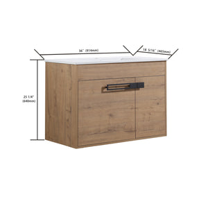 English Elm 36 Inch Bathroom Vanity With Sink - Versatile Freestanding Or Floating Design For Modern Spaces W999S00109