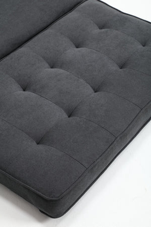 English Elm 3 Fold Sofa Convertible Futon Couch Sleeper Sofa Bed - Space-Saving Pull-Out Loveseat, Velvet-Linen Mix Upholstery, Dark Gray Beige Light Gray (47.75x29.25x9) W1628118503