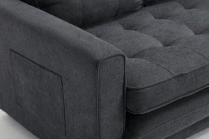 English Elm 3 Fold Sofa Convertible Futon Couch Sleeper Sofa Bed - Space-Saving Pull-Out Loveseat, Velvet-Linen Mix Upholstery, Dark Gray Beige Light Gray (47.75x29.25x9) W1628118503