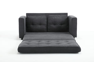 English Elm 3 Fold Sofa Convertible Futon Couch Sleeper Sofa Bed - Space-Saving Pull-Out Loveseat, Velvet-Linen Mix Upholstery, Dark Gray Beige Light Gray (47.75x29.25x9) W1628118503