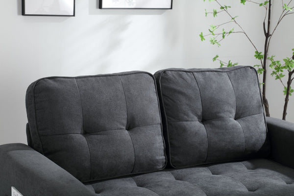 English Elm 3 Fold Sofa Convertible Futon Couch Sleeper Sofa Bed - Space-Saving Pull-Out Loveseat, Velvet-Linen Mix Upholstery, Dark Gray Beige Light Gray (47.75x29.25x9) W1628118503