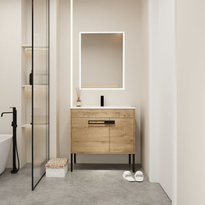 English Elm 36 Inch Bathroom Vanity With Sink - Versatile Freestanding Or Floating Design For Modern Spaces W999S00109