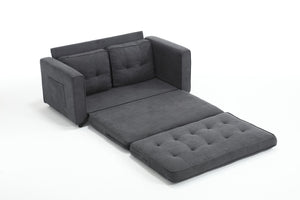 English Elm 3 Fold Sofa Convertible Futon Couch Sleeper Sofa Bed - Space-Saving Pull-Out Loveseat, Velvet-Linen Mix Upholstery, Dark Gray Beige Light Gray (47.75x29.25x9) W1628118503