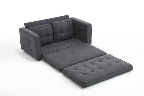 English Elm 3 Fold Sofa Convertible Futon Couch Sleeper Sofa Bed - Space-Saving Pull-Out Loveseat, Velvet-Linen Mix Upholstery, Dark Gray Beige Light Gray (47.75x29.25x9) W1628118503