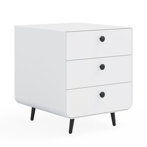 English Elm Modern Night Stand Storage Cabinet – Sleek White Steel Design With 3 Drawers For Stylish Organization W252113554