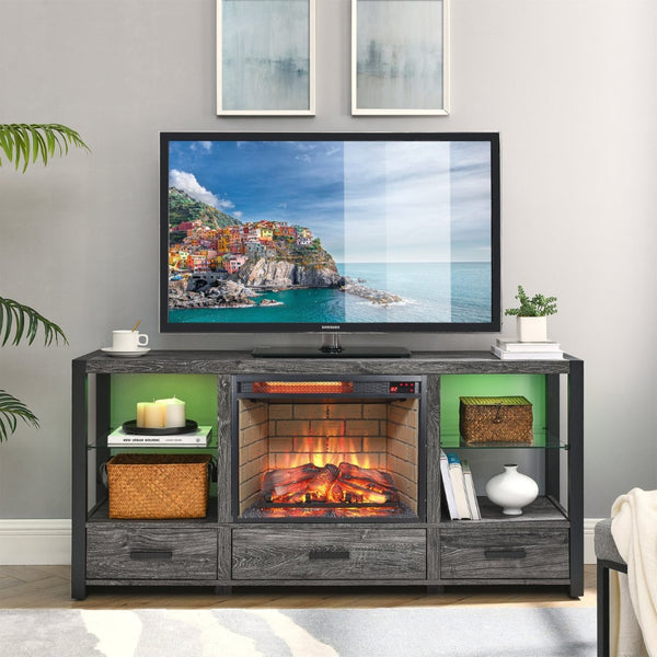 English Elm 23 Inch Infrared Quartz Fireplace Insert with Brick Surround and Resin Log Bed W1769121294