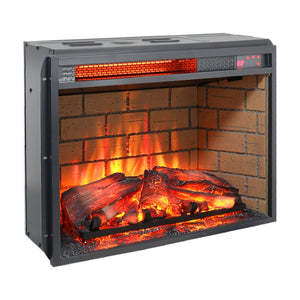 English Elm 23 Inch Infrared Quartz Fireplace Insert with Brick Surround and Resin Log Bed W1769121294