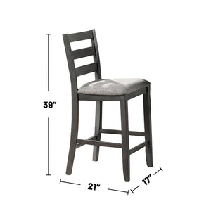 English Elm 5 Elegant 5-Piece Counter Height Dining Set Grey Upholstered High Chairs Square Table with Shelf B01682319