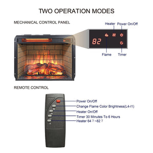 English Elm 23 Inch Infrared Quartz Fireplace Insert with Brick Surround and Resin Log Bed W1769121294
