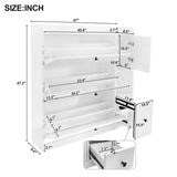 English Elm Versatile Tipping Bucket Shoe Cabinet With 3 Flip Drawers, Maximum Storage Entryway Organizer With Drawer, Free Standing Shoe Rack With Pull-Down Seat For Hallway, White