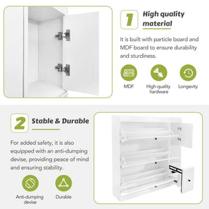 English Elm On-trend White Flip Drawer Shoe Cabinet with Fold Down Bench Seat for Entryway WF308545AAK