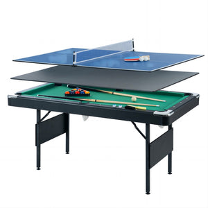 English Elm Pool Billiard Table Foldable Steel Legs Velvet Surface Family Game Room Fun W1936P375462