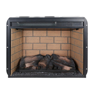 English Elm 23 Inch Infrared Quartz Fireplace Insert with Brick Surround and Resin Log Bed W1769121294