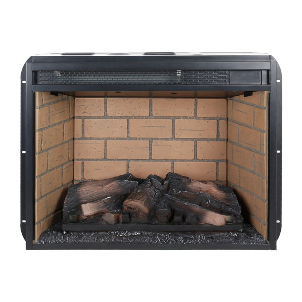English Elm 23 Inch Infrared Quartz Fireplace Insert with Brick Surround and Resin Log Bed W1769121294