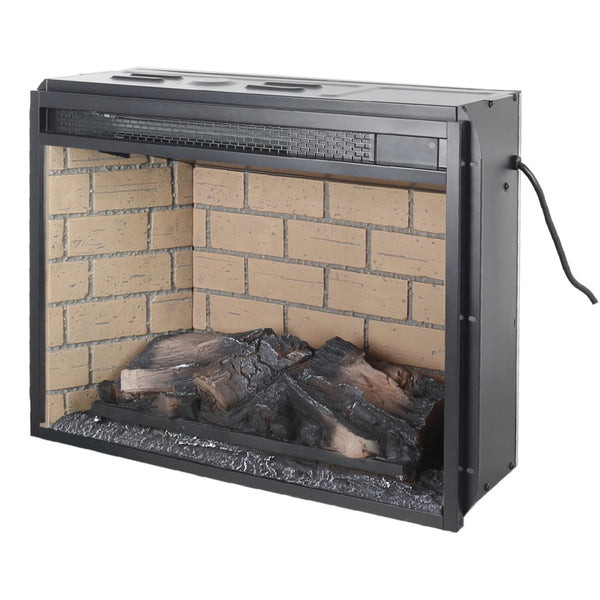 English Elm 23 Inch Infrared Quartz Fireplace Insert with Brick Surround and Resin Log Bed W1769121294