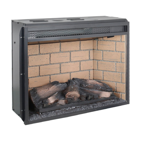 English Elm 23 Inch Infrared Quartz Fireplace Insert with Brick Surround and Resin Log Bed W1769121294