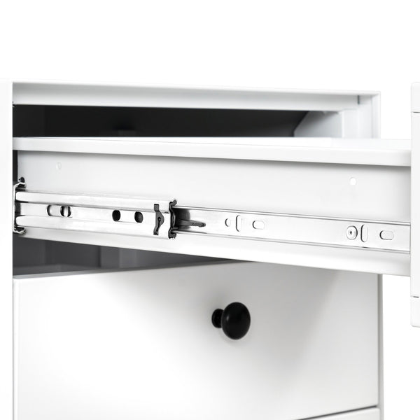 English Elm Modern Night Stand Storage Cabinet – Sleek White Steel Design With 3 Drawers For Stylish Organization W252113554