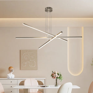 English Elm 48" Modern LED Chandelier Adjustable Geometric 3-Arm Pendant Light Dimmable Minimalist Glow for Dining Office Living Room W1340119966