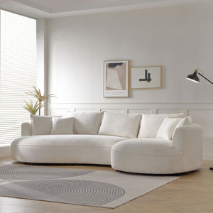 English Elm Curved Boucle Sectional Sofa Cloud Silhouette 5 Seat Modern Living Room Couch W876S00130