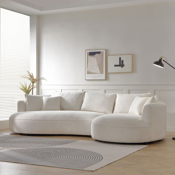 English Elm Curved Boucle Sectional Sofa Cloud Silhouette 5 Seat Modern Living Room Couch W876S00130