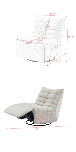 English Elm Lazy Velvet Rotatable Lounge Chair with Side Pocket, Modern Upholstered Reading Sofa for Small Spaces W1278108561