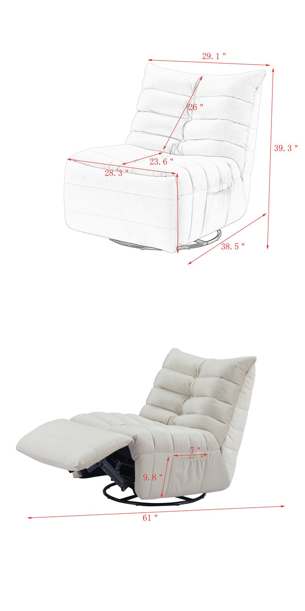 English Elm Lazy Velvet Rotatable Lounge Chair with Side Pocket, Modern Upholstered Reading Sofa for Small Spaces W1278108561