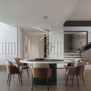 English Elm 48" Modern LED Chandelier Adjustable Geometric 3-Arm Pendant Light Dimmable Minimalist Glow for Dining Office Living Room W1340119966